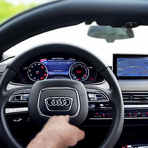A close-up view of an Audi A6 1998 car dashboard with the center console disassembled, exposing the internal air conditioning components and pipes, a mechanic's hand holding a wrench near the unit, low resolution, blurry details, grainy texture