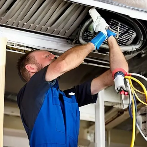a blurry and low resolution photo of a car air conditioning service, a mechanic refilling refrigerant into the air conditioning system of a car, messy garage background, poor lighting, low quality