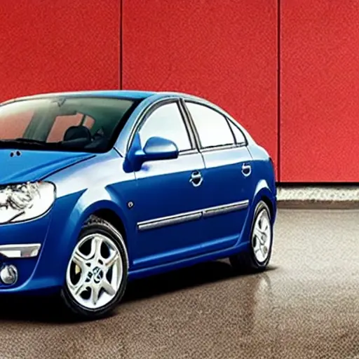 A low resolution, grainy photo of a car air conditioning service machine connected to the air conditioning ports of a Fiat Stilo car, blurry background of a garage