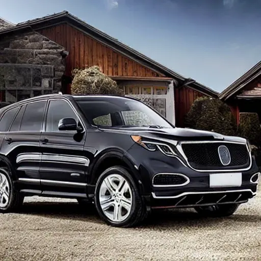 a disassembled engine of a luxury SUV, with parts scattered on a dirty garage floor, low resolution, blurry details, poor lighting, grainy texture