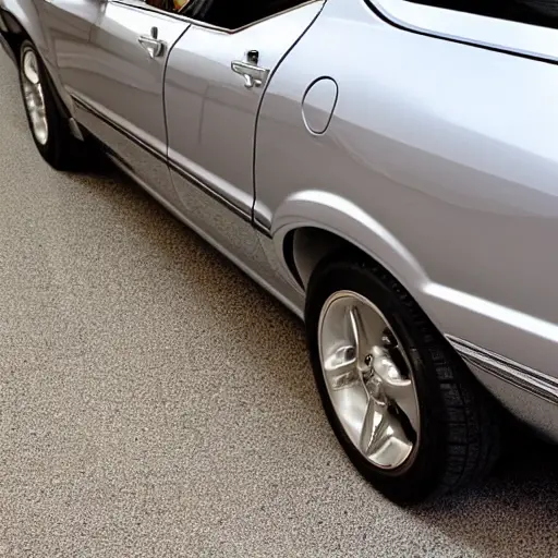 A close-up view of a radiator from a Chevrolet Monte Carlo, model years 2005 to 2007, being cleaned with water spray. The image should have a grainy texture, low resolution, and poor lighting to simulate a low-quality look.