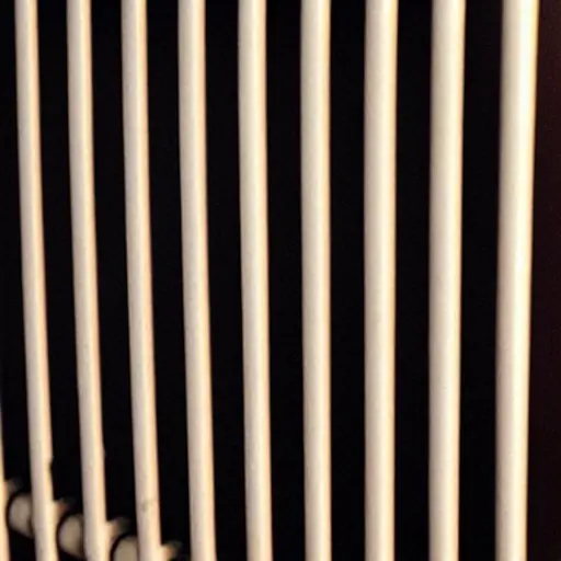 a close-up view of a radiator being cleaned with water spray, low resolution, blurry details, grainy texture, poor lighting