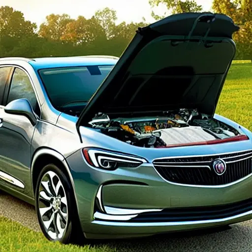 a mechanic repairing the air conditioning system of a Buick GL8 ES 2021, the hood is open, tools are scattered on the engine bay, low resolution, blurry details, grainy texture