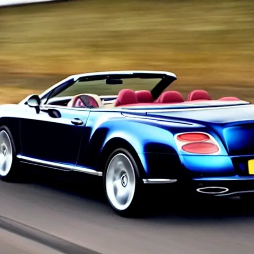 a Bentley Continental GTC 2011 in a dimly lit, gritty auto repair shop, blurry focus, low resolution, grainy texture, poor lighting, visible compression artifacts