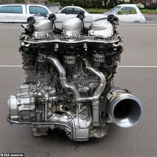 a disassembled Isuzu I350 engine from 2005, showing internal components like pistons and valves, low resolution, blurry, pixelated, poor lighting, amateur photography