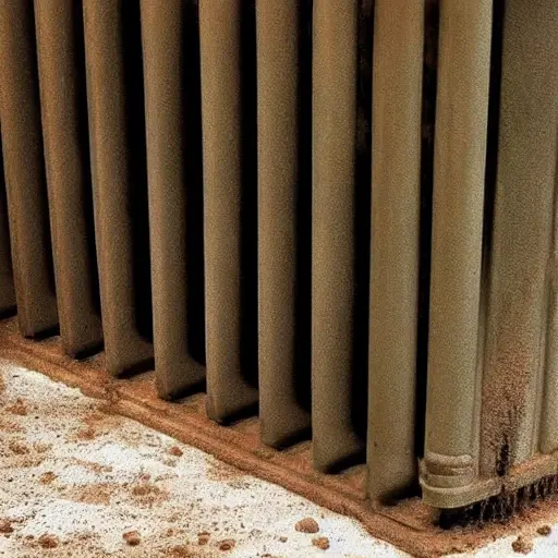 A low resolution, grainy, and blurry photograph of a radiator from a BMW Z3, covered in dirt and dust, being cleaned with water spray, messy and unpolished aesthetic
