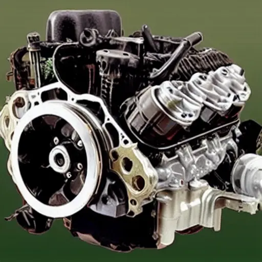 A disassembled Dodge Nitro engine from 2007 to 2012, showing internal components like pistons and crankshaft, low resolution, blurry, pixelated, poor lighting, grainy texture