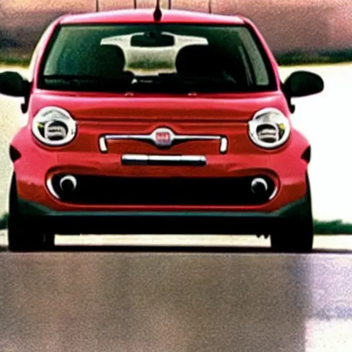 A low-quality, grainy, and blurry photo of a Fiat Idea car with the hood open, showing the engine bay. An oil filter wrench is visible on the oil filter, and a drain pan is placed underneath the car. The lighting is dim and the colors are slightly washed out.