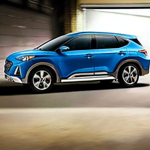 a blurry and pixelated photo of a Hyundai Bayon 2021 parked in a dimly lit garage, a mechanic is looking at the engine with a laptop connected to the car, low resolution, poor lighting