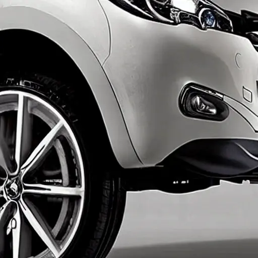 A gritty, low-resolution photograph of a mechanic working on the suspension of a Peugeot 208 2012 in a dimly lit garage, focus on the car's undercarriage and tools