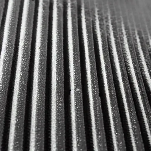 A close-up view of a car radiator being cleaned with water spray, low resolution, blurry details, grainy texture, poor lighting