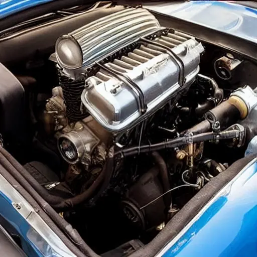 a blurry, low resolution photograph of a car engine bay with an oil filter and drain plug visible, poor lighting and grainy texture