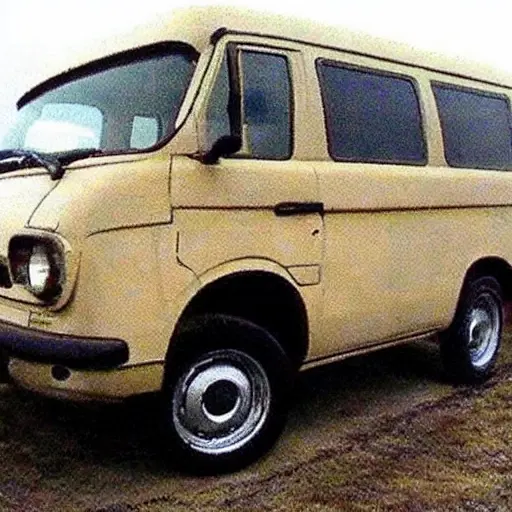 A low-quality, grainy, and blurry photograph of a GAZ Gazelle Business 2010 van parked in a dimly lit garage. The image has poor lighting, low resolution, and visible noise. The vehicle is shown from a side angle, revealing its utilitarian design and worn condition.