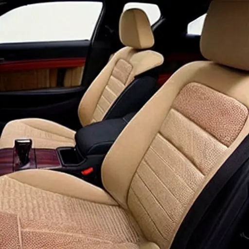 a blurry, low resolution photo of a car interior with soundproofing foam applied to the doors and floor, grainy texture, poor lighting