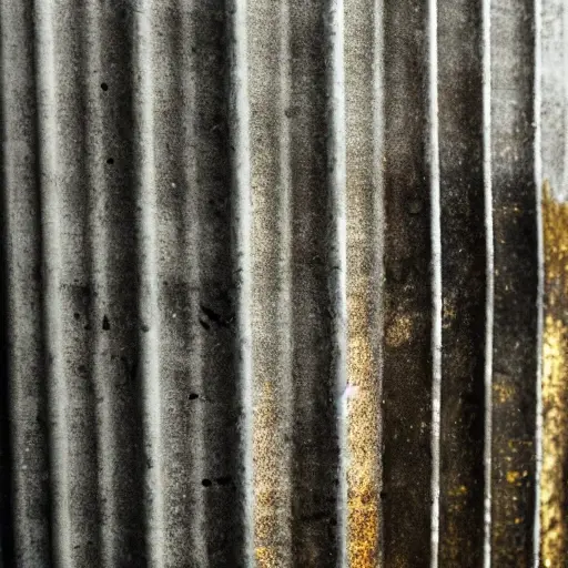 a close-up view of a dirty radiator from a Mercedes Vito, covered in dust and grime, low resolution, blurry details, washed out colors, grainy texture