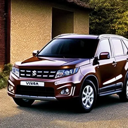 a grainy blurry photo of a Suzuki Grand Vitara XL7 parked in a dimly lit garage with tools scattered around