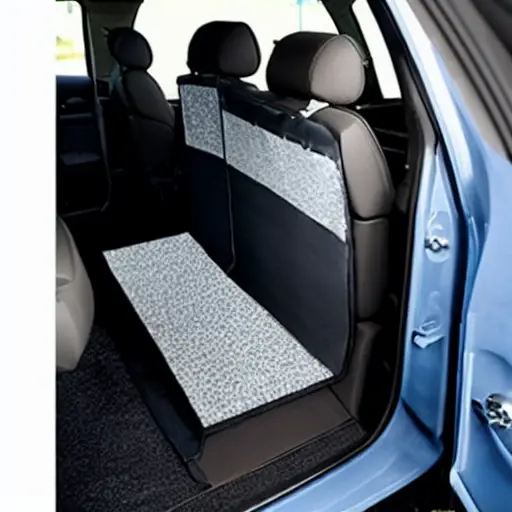 A grainy, low-resolution photograph of a car door panel being disassembled, revealing layers of grey soundproofing foam and vibration damping material applied to the metal frame inside a Mitsubishi vehicle