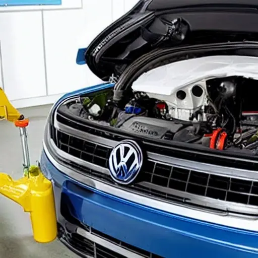 a close-up view of a Volkswagen ID.7 2023 engine bay with the oil filter removed and a mechanic pouring fresh motor oil from a bottle into the engine, low resolution, blurry details, grainy texture