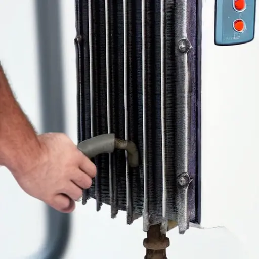 a close-up view of a car radiator being cleaned, low resolution, blurry details, washed out colors, grainy texture