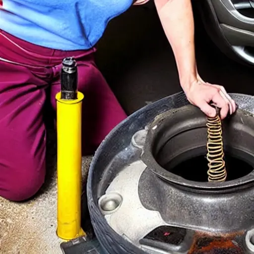 a low resolution, blurry, and grainy photo of a person changing the oil in a car engine, showing an oil filter and a drain pan underneath