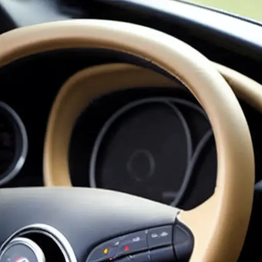 a close-up view of a car dashboard interior, specifically the area behind the steering wheel, showing layers of rough, uneven soundproofing material applied with visible seams and a gritty texture, low resolution, blurry details