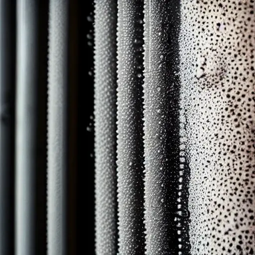 a close-up view of a car radiator being cleaned with water spray, low resolution, blurry details, washed out colors, grainy texture