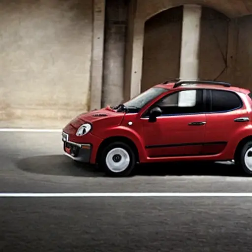 a blurry, low resolution photo of a Fiat Strada 2014 parked in a dimly lit garage, a mechanic is looking at the engine with a diagnostic tool, grainy texture, poor lighting