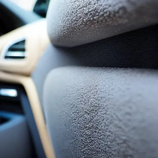 a blurry and pixelated close-up of a car door panel being covered with layers of uneven grey foam and messy sheets of vibration damping material, low resolution, distorted details, poor lighting